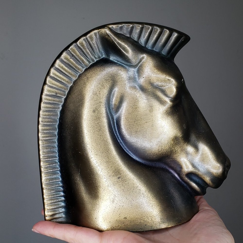 Brass Bronze Horse Bookend Figurine Vintage 1930s